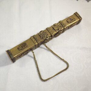Ornate Brass Incense or Document Holder, Scroll or Parchment Storage, Tibetan